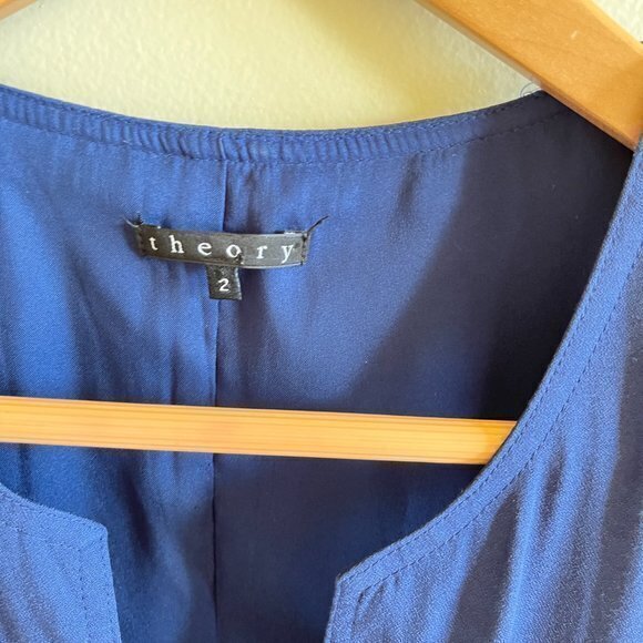Theory Adalize Habitat Notch V Neck Pockets Shift Dress Size 2 Sleeveles… - Picture 7 of 11